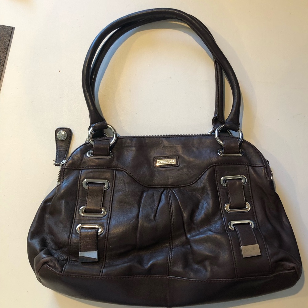 Perlina brown leather with silver hardware EUC